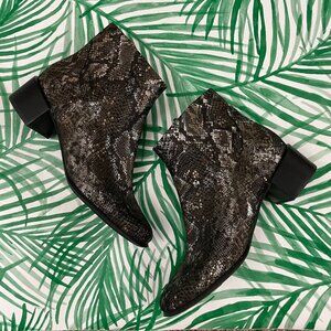 Vionic Kamryn Snake Boa Nubuck Metallic Leather Ankle Boots Size 10